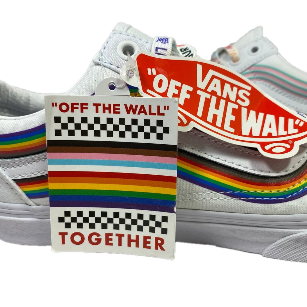 Vans Old Skool Pride Low Top White Leather Canvas Shoes - Picture 3 of 8